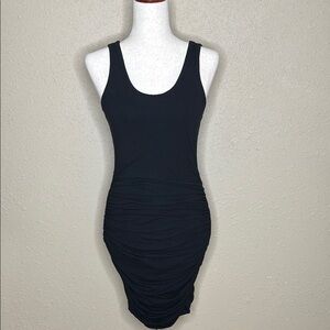 Express Black Ruched Bodycon Midi Dress